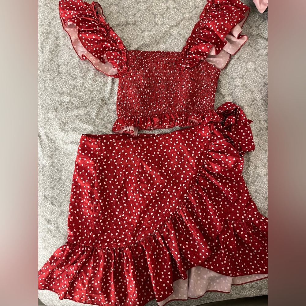 Red Polka Dot Heart set